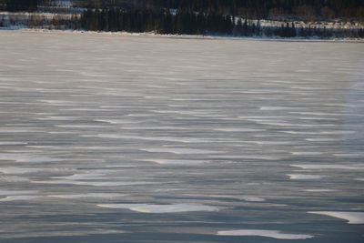 Surface level of frozen lake