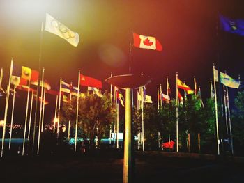 Information sign at night