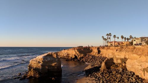 Scenic view of sea against clear sky