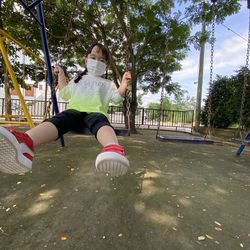 Girl playing in playground