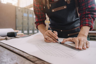 Man working on table