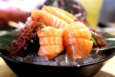 Close-up of fish in plate on table