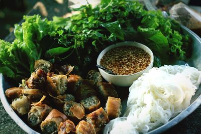 Spring rolls served in plate