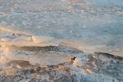 High angle view of frozen sea