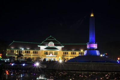 City lit up at night