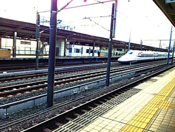 Train on railroad station platform