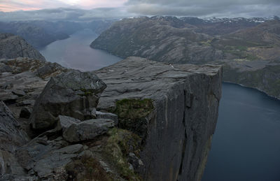 Pulpit rock by fjord in  norway 