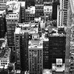 High angle view of buildings in city