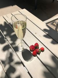 Close-up of wineglass on table