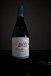 Close-up of beer glass bottle on table