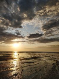 Scenic view of sea during sunset