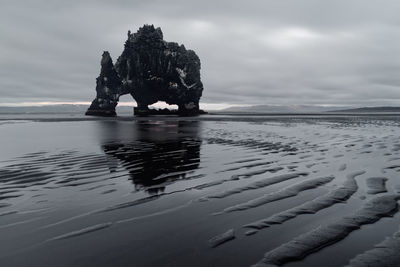 Scenic view of sea against cloudy sky