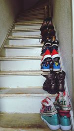 Close-up of multi colored decoration hanging on steps