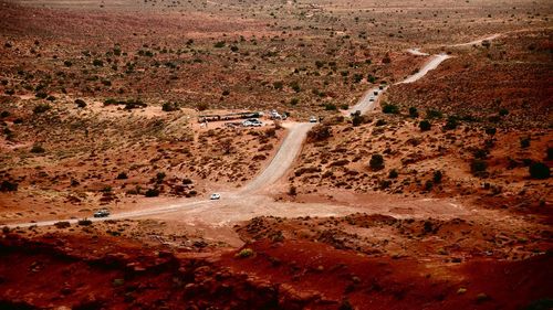 High angle view of road on land