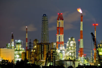 Illuminated buildings in city at night