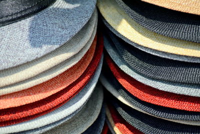 Full frame shot of fedora hats at market stall