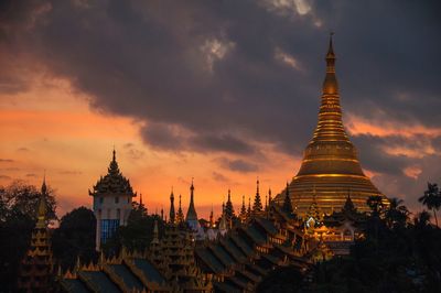 Temple against sky during sunset