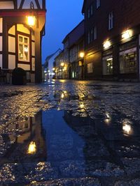 Illuminated street light at night