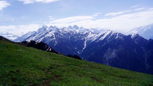 Scenic view of mountains against sky