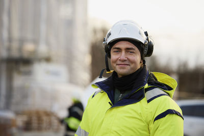 Male engineer at building site