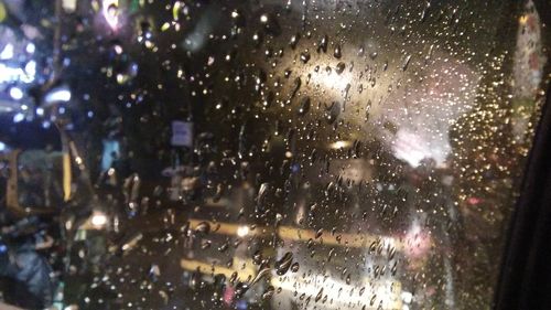 Full frame shot of raindrops on window