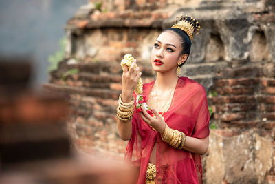 Portrait of a young woman in temple