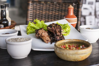 Close-up of food on table