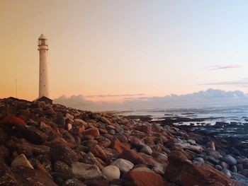 View of lighthouse at sunset