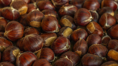 Full frame shot of hazelnuts