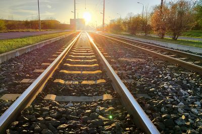 Surface level of railroad tracks