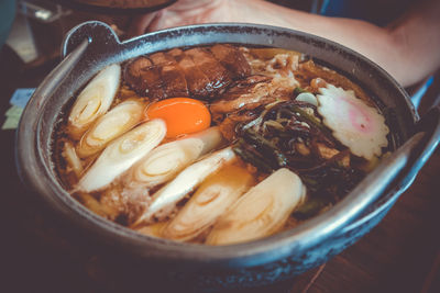 High angle view of food in bowl