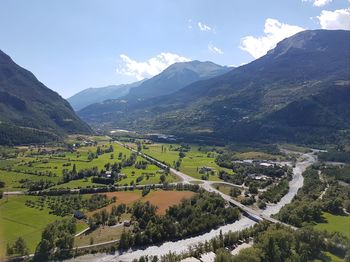 Scenic view of mountains against sky