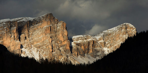 Low angle view of rocks against sky