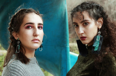 Close-up portrait of beautiful young women with make-up