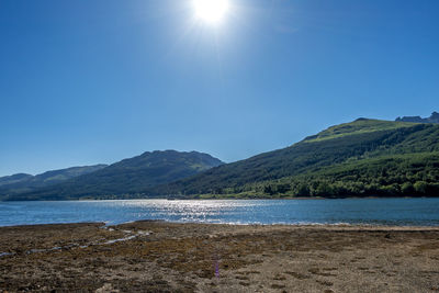 Scenic view of sea against clear sky