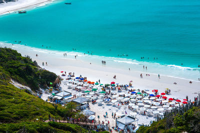 High angle view of people on beach