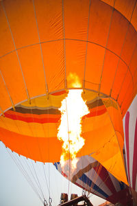 Low angle view of hot air balloon against sky