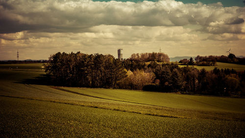 Scenic view of field against sky