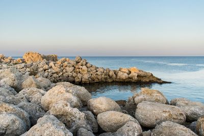 Scenic view of sea against clear sky