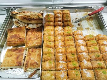 High angle view of food in kitchen