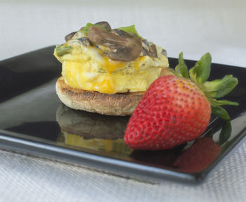 Close-up of dessert in plate on table