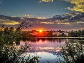 View of lake at sunset