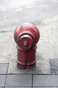 High angle view of fire hydrant on sidewalk