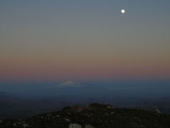 Scenic view of mountains against clear sky