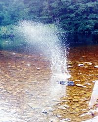 Water splashing on rocks