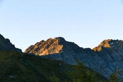 Scenic view of mountains against clear sky