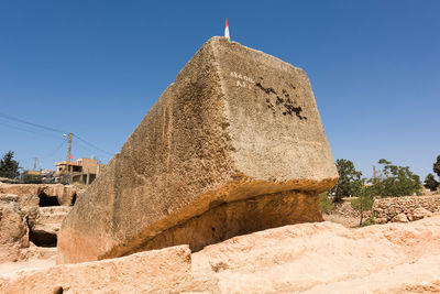 Largest carved stone in the world, in ancient roman quarry, baalbek temple, lebanon, middle east