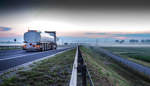Railroad track at sunset