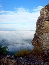 Scenic view of rock formations against sky