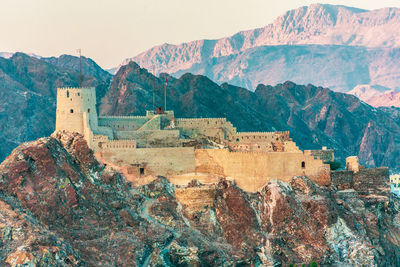 View of fort against mountain